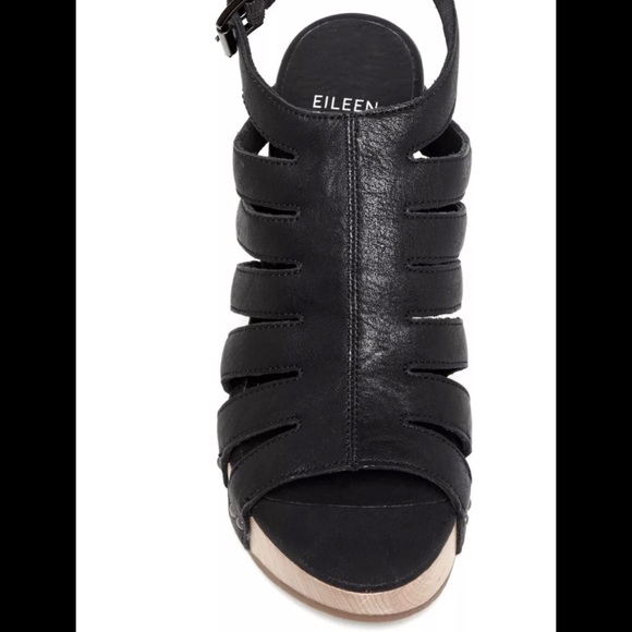 NWT Eileen Fisher Leather Wedge Sandals Sz 8 - Picture 9 of 10